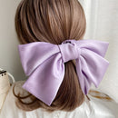 High Quatity Solid Color Big Bow Hairpins For Girl Popular Hair Clip For Women Sweet Two-layer Satin Hairgrip Hair Accessories