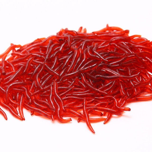 50 or100pcs Lifelike Fishy Smell Red Worms Soft Bait Simulation Earthworm Carp Bass Fishing Lures Artificial Silicone Pesca