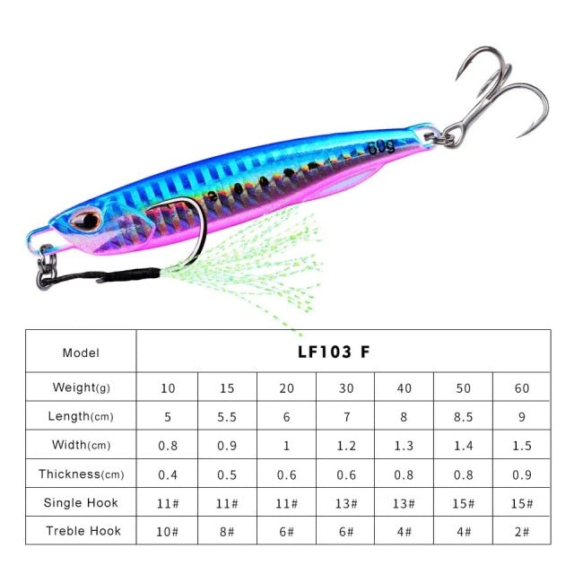 2021 Metal Jig Fishing Lure Weights 10g-60g Trolling Hard Bait Bass Fishing Bait Tackle Trout Jigging Lure Jigs Saltwater Lures