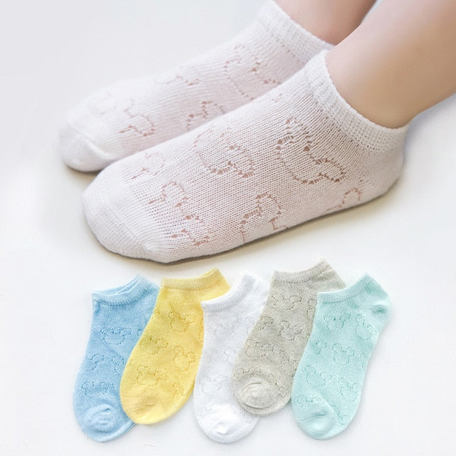 5 Pairs/Lot Children Cotton Socks Boy Girl Baby Infant Ultrathin Fashion Breathable Solid Mesh Socks For Summer 1-12T Teens Kids
