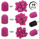 10Pcs 10*15/13*19 Purple Sanding Caps Nail Art Sanding Bands Block Caps Mandrel Gel Remover Foot Care Cuticle Drill Accessories