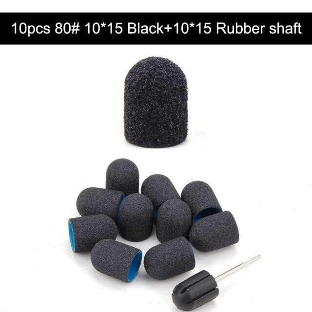 10Pcs 10*15/13*19 Purple Sanding Caps Nail Art Sanding Bands Block Caps Mandrel Gel Remover Foot Care Cuticle Drill Accessories