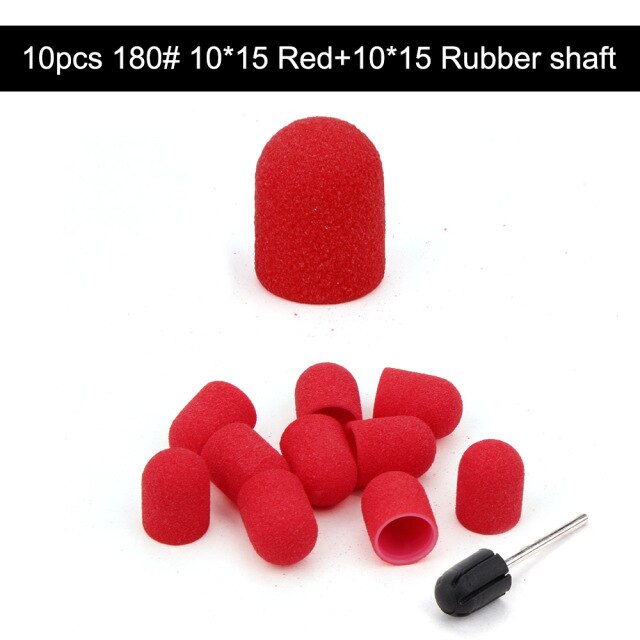 10Pcs 10*15/13*19 Purple Sanding Caps Nail Art Sanding Bands Block Caps Mandrel Gel Remover Foot Care Cuticle Drill Accessories