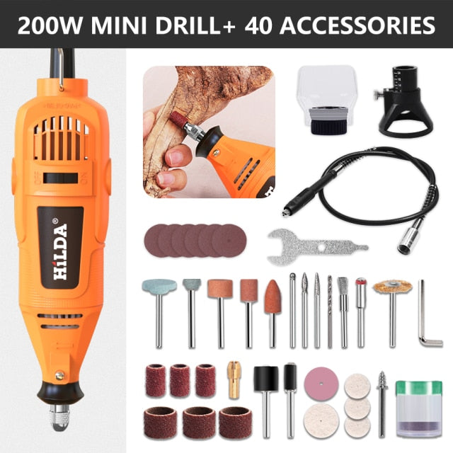 HILDA Electric Drill Dremel Grinder Engraver Pen Grinder Mini Drill Electric Rotary Tool Grinding Machine Dremel Accessories