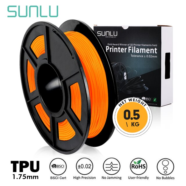 SUNLU TPU 0.5kg Flexible Filament with full color 1.75mm for Flexible DIY gift or model printing ship with 5 pieces