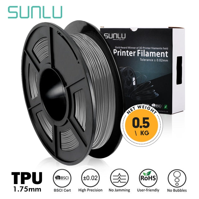 SUNLU TPU 0.5kg Flexible Filament with full color 1.75mm for Flexible DIY gift or model printing ship with 5 pieces