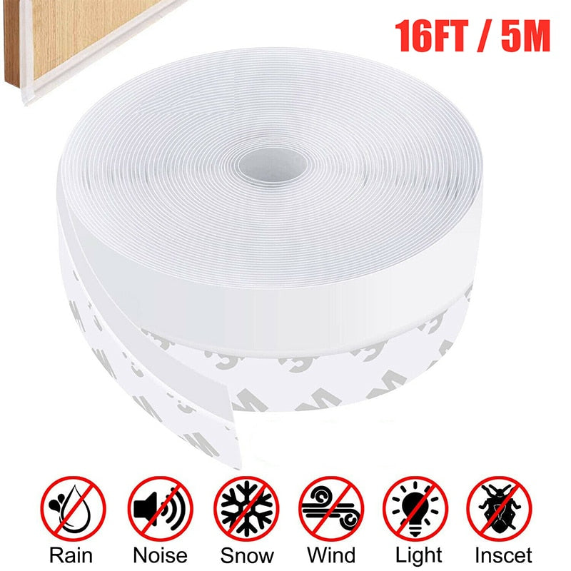 5M Self Adhesive Door Seal Strip Weather Strip Silicone Soundproofing Window Seal Draught Dust Door windshield sealing strip