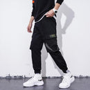 Men's Side Pockets Cargo Harem Pants 2021 Ribbons Black Hip Hop Casual Male Joggers Trousers Fashion Casual Streetwear Pants