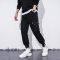 Men's Side Pockets Cargo Harem Pants 2021 Ribbons Black Hip Hop Casual Male Joggers Trousers Fashion Casual Streetwear Pants