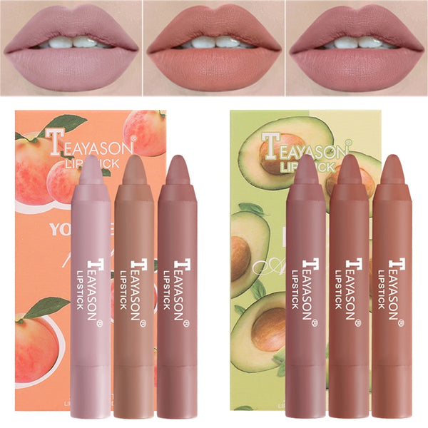 3pcs/set Velvet Matte Lipsticks Set Long Lasting Sexy Red Lip Stick Tint Pen Waterproof Makeup Cosmetic Mineral Pigment Batom