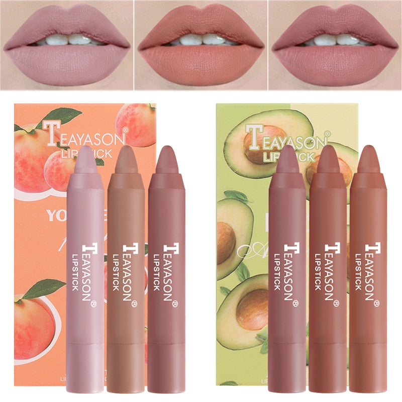 3pcs/set Velvet Matte Lipsticks Set Long Lasting Sexy Red Lip Stick Tint Pen Waterproof Makeup Cosmetic Mineral Pigment Batom