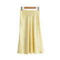Slim Women Pink Satin Skirts for Ladies 2021 Yellow Skinny Pencil Skirt Girls Elegant Party Smooth Clothes Jupe Femme Faldas