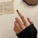 Minimalism Gold Color Round Geometric Finger Rings Set for Women 2021 Classic Circle Open Ring Joint Ring Female Jewelry