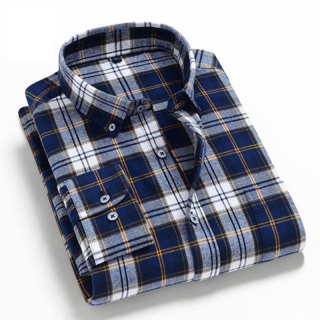 2021 Spring Autumn Plaid Shirt Men Cotton New Male Casual Long Sleeve Shirt  High Quality  Man Clothes