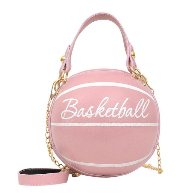 Personality Basketball Purses For Teenagers Women Shoulder Bags Crossbody Chain Hand Bags Female Leather Pink Bag Small Totes