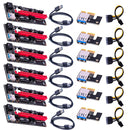 6pcs Newest VER009 USB 3.0 PCI-E Riser VER 009S Express 1X 4x 8x 16x Extender Riser Adapter Card SATA 15pin to 6 pin Power Cable
