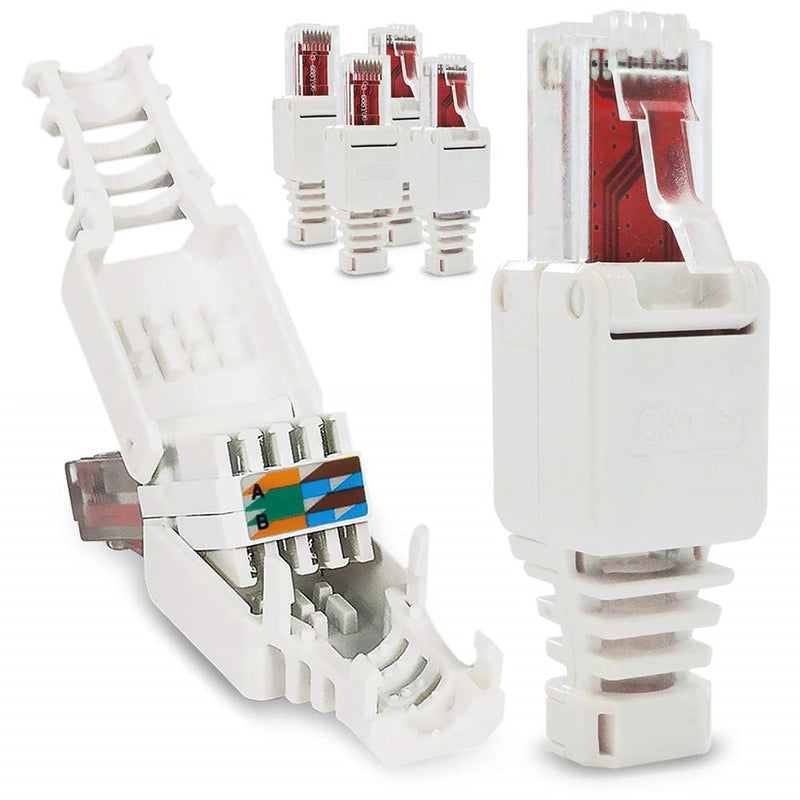 No Crimp Connectors Ethernet Cable Tool-less Crystal Head Plug CAT6 RJ45 Connector