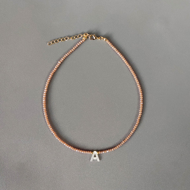 Bohemian Colorful Crystal Bead Necklace Fashion Custom Letter Necklace Personalized Jewelry For Friends 2020 New bijoux femme