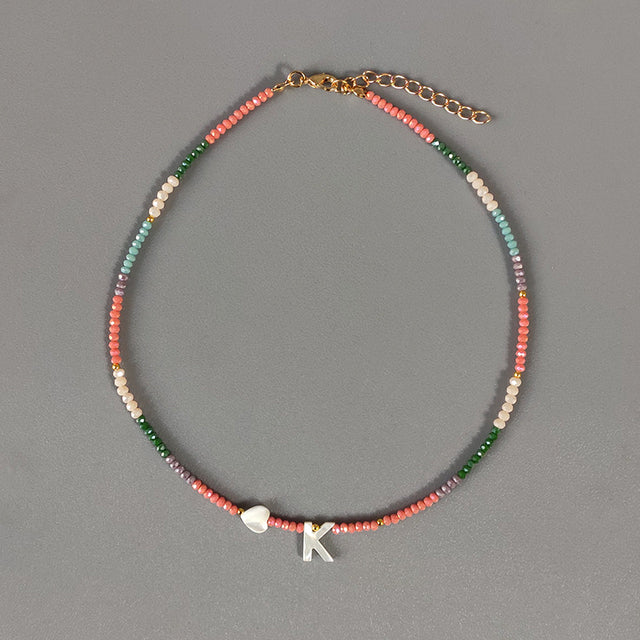 Bohemian Colorful Crystal Bead Necklace Fashion Custom Letter Necklace Personalized Jewelry For Friends 2020 New bijoux femme