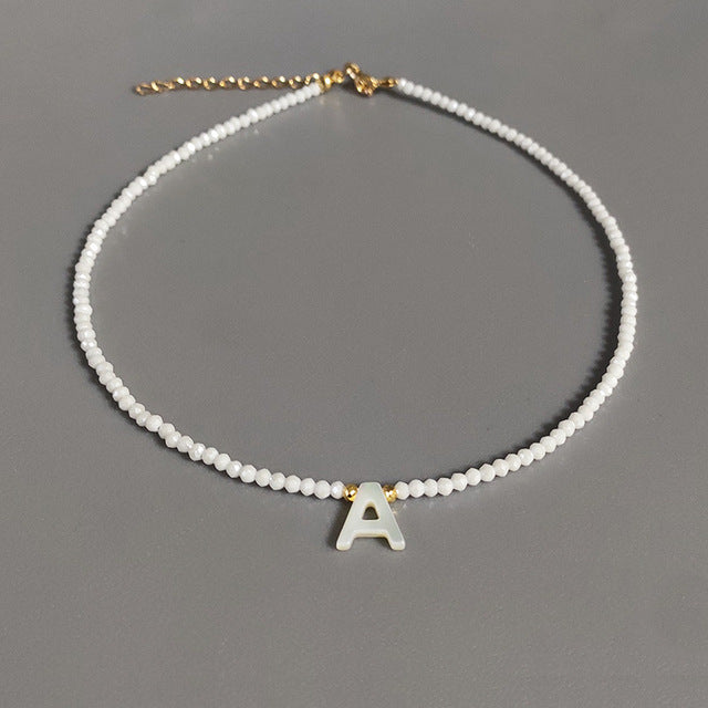 Bohemian Colorful Crystal Bead Necklace Fashion Custom Letter Necklace Personalized Jewelry For Friends 2020 New bijoux femme