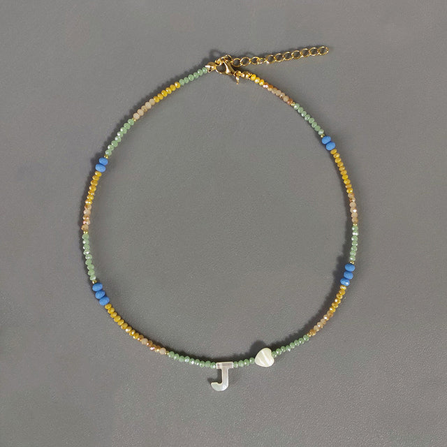 Bohemian Colorful Crystal Bead Necklace Fashion Custom Letter Necklace Personalized Jewelry For Friends 2020 New bijoux femme