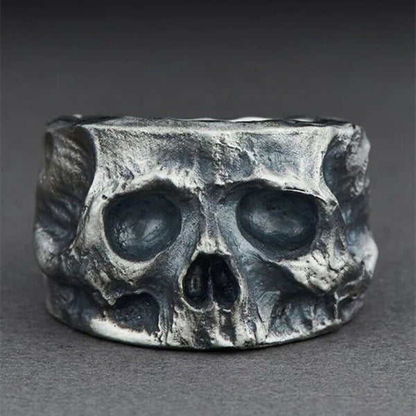 Irregular Punk Cool Death Skull Ring for Men Unique Vintage Muerte Skull Rings Rock Biker Jewelry Gift Art Skeleton Rings Male