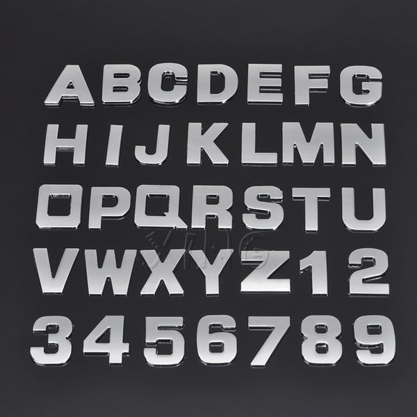 25mm DIY Car Sticker Letter Digital Alphabet Emblem Motorcycle Badge Auto Number Decal For BMW Audi Ford VW Nissan Accessories