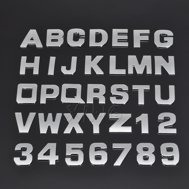 25mm DIY Car Sticker Letter Digital Alphabet Emblem Motorcycle Badge Auto Number Decal For BMW Audi Ford VW Nissan Accessories
