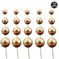 20pcs Golden Ball Cake Topper Happy Birthday Party Baby Shower Cake Decor DIY Cupcake Flag Wedding Christmas Ball Decor Supplies