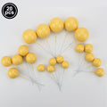20pcs Golden Ball Cake Topper Happy Birthday Party Baby Shower Cake Decor DIY Cupcake Flag Wedding Christmas Ball Decor Supplies