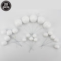 20pcs Golden Ball Cake Topper Happy Birthday Party Baby Shower Cake Decor DIY Cupcake Flag Wedding Christmas Ball Decor Supplies