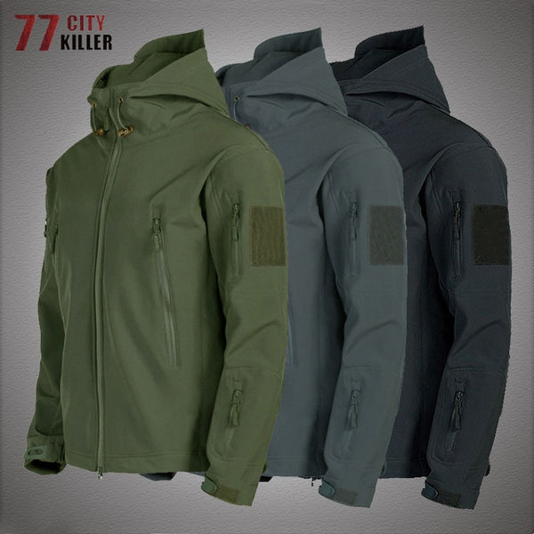 Military Shark Skin Soft Shell Jackets Men Tactical Windproof Waterproof jacket men Army Combat Jackets Mens Hooded Bomber Coats