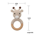 1pc Wooden Crochet Bunny Rattle Toy BPA Free Wood Ring Baby Teether Rodent Baby Gym Mobile Rattles Newborn Educational Toys