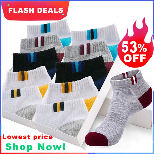 10 Pairs New Spring Summer Cotton Socks Boat Mesh Breathable Men's Short Ankle Socks High Quality Casual Sports Male Sokken Gift