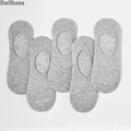 5 Pairs Summer Thin Invisible Cotton Men's Socks Silicone Non-Slip Sock For Men Breathable Pure Color Socks Fashion Boat Socks