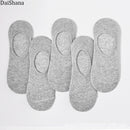 5 Pairs Summer Thin Invisible Cotton Men's Socks Silicone Non-Slip Sock For Men Breathable Pure Color Socks Fashion Boat Socks