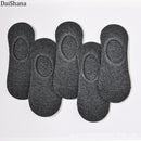 5 Pairs Summer Thin Invisible Cotton Men's Socks Silicone Non-Slip Sock For Men Breathable Pure Color Socks Fashion Boat Socks
