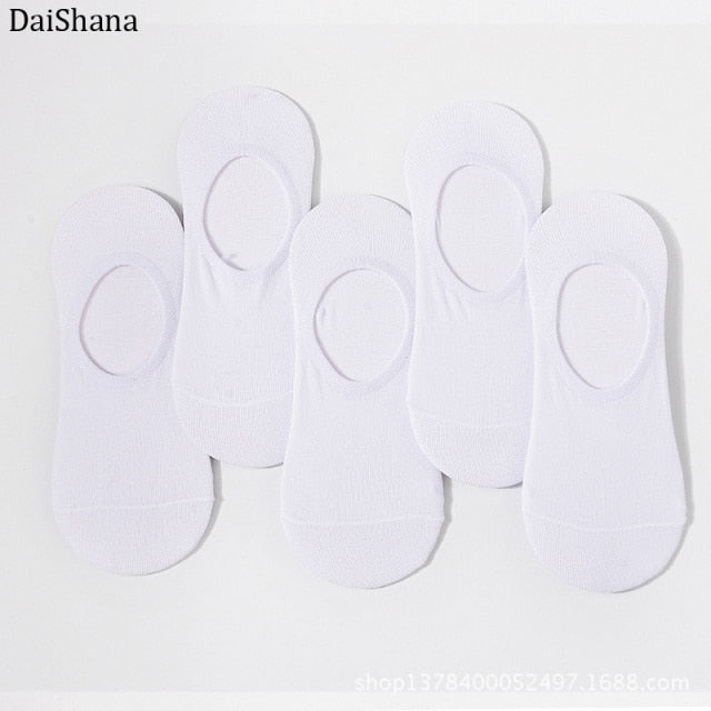5 Pairs Summer Thin Invisible Cotton Men's Socks Silicone Non-Slip Sock For Men Breathable Pure Color Socks Fashion Boat Socks