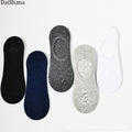 5 Pairs Summer Thin Invisible Cotton Men's Socks Silicone Non-Slip Sock For Men Breathable Pure Color Socks Fashion Boat Socks