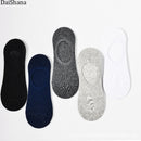 5 Pairs Summer Thin Invisible Cotton Men's Socks Silicone Non-Slip Sock For Men Breathable Pure Color Socks Fashion Boat Socks