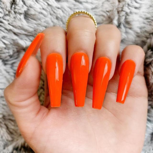 24pcs Professional Fake Nails Long Ballerina Half French Acrylic Nail Tips Press On Nails Full Cover Manicure Beauty Tools