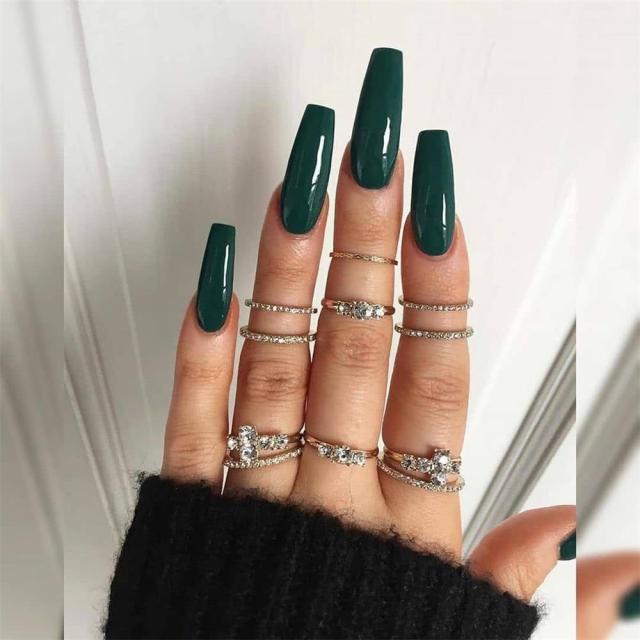 24pcs Professional Fake Nails Long Ballerina Half French Acrylic Nail Tips Press On Nails Full Cover Manicure Beauty Tools
