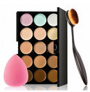 15 color Concealer Contouring Cream Based makeup cosmetic set brush Sponge Puff