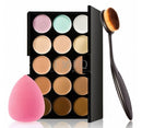 15 color Concealer Contouring Cream Based makeup cosmetic set brush Sponge Puff