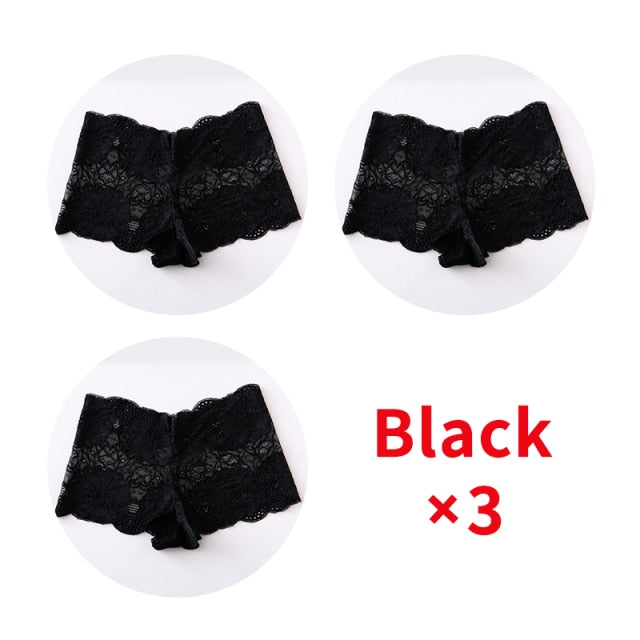 3Pcs Sexy Lace Panties Underwear Woman Comfortable Lingerie Female Intimates Transparent Panty Nylon Women's Underpants