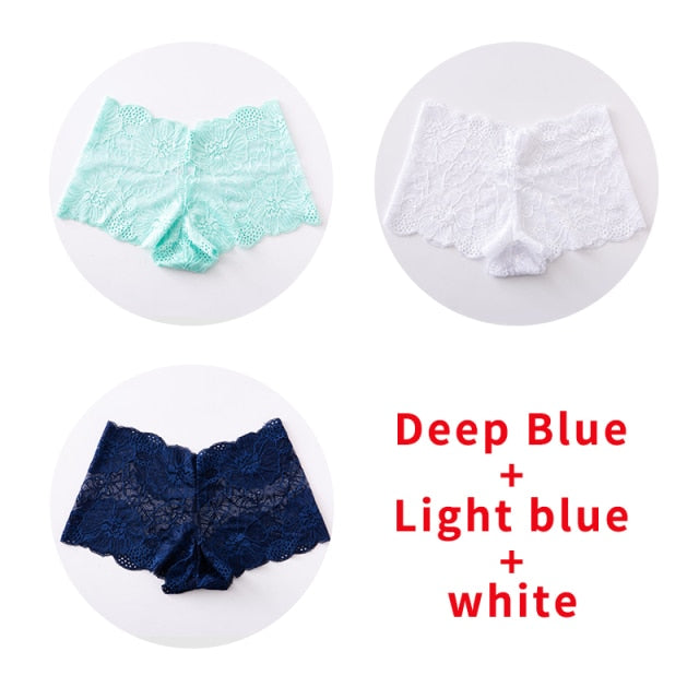 3Pcs Sexy Lace Panties Underwear Woman Comfortable Lingerie Female Intimates Transparent Panty Nylon Women's Underpants