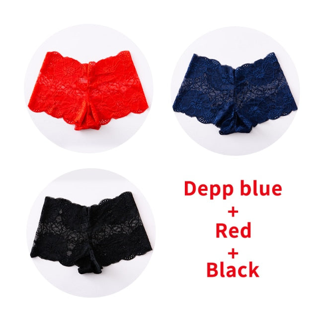 3Pcs Sexy Lace Panties Underwear Woman Comfortable Lingerie Female Intimates Transparent Panty Nylon Women's Underpants