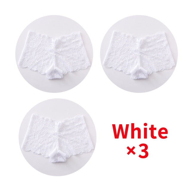 3Pcs Sexy Lace Panties Underwear Woman Comfortable Lingerie Female Intimates Transparent Panty Nylon Women's Underpants