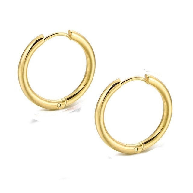 1 Pair Stainless Steel Small Chunky Hoop Earrings for Women Gold Black Circle Ear Ring Earrings Helix Hoop Piercing