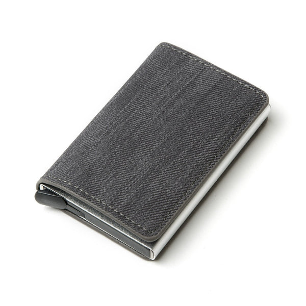 ZOVYVOL  Business ID Credit Card Holder Men and Women Metal RFID Vintage Aluminium Box PU Leather Card Wallet Note Carbon